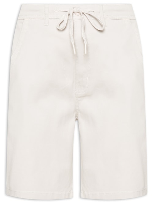 Bermuda Masculina Sarja Meio Elástico Casual - Bege