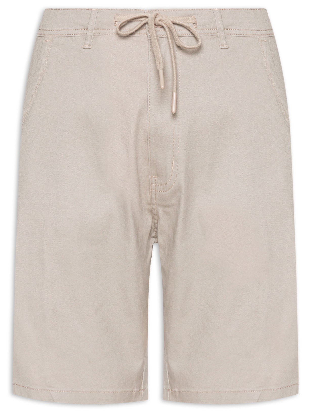 Bermuda Masculina Sarja Meio Elástico Casual Bege '2 Essential