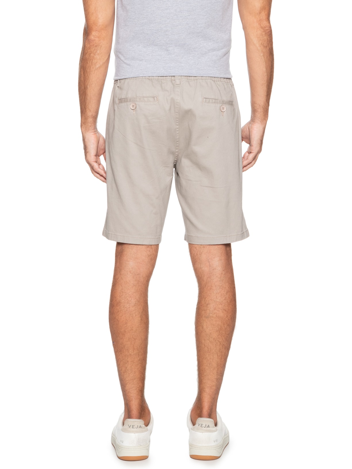 Bermuda Masculina Sarja Meio Elástico Casual Bege '2 Essential