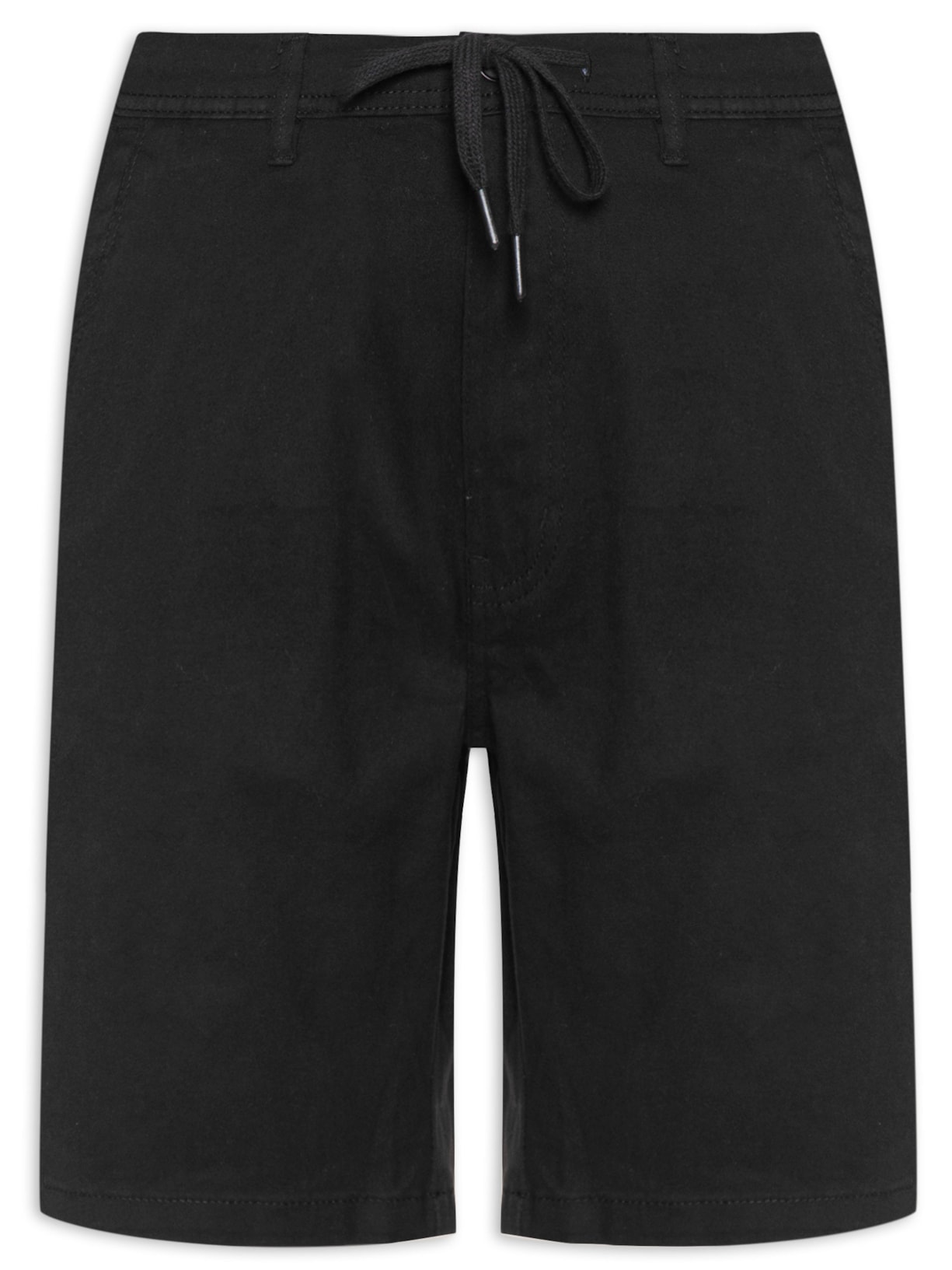 Bermuda Masculina Sarja Meio Elástico Casual - Preto