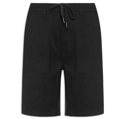 Bermuda Masculina Sarja Meio Elástico Casual - Preto