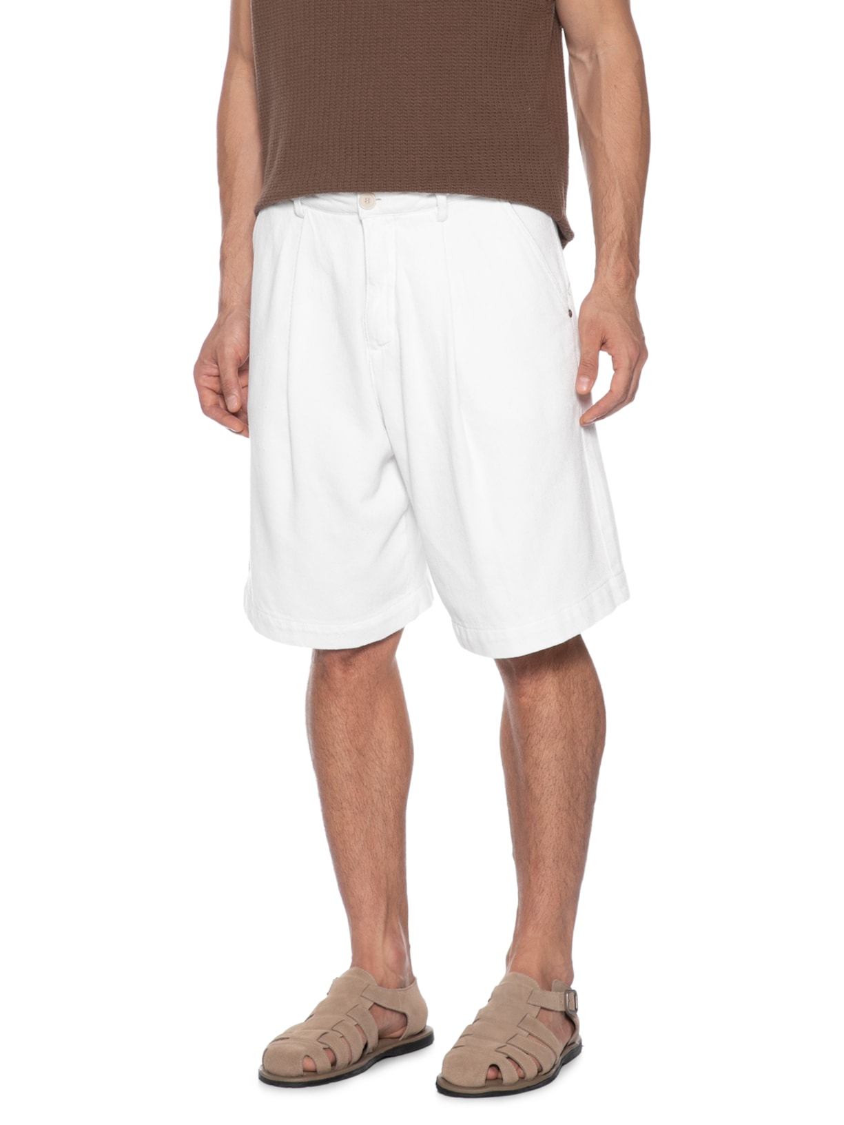 Bermuda Masculina Sarja Over Twill Cotton Texture Off White Osklen