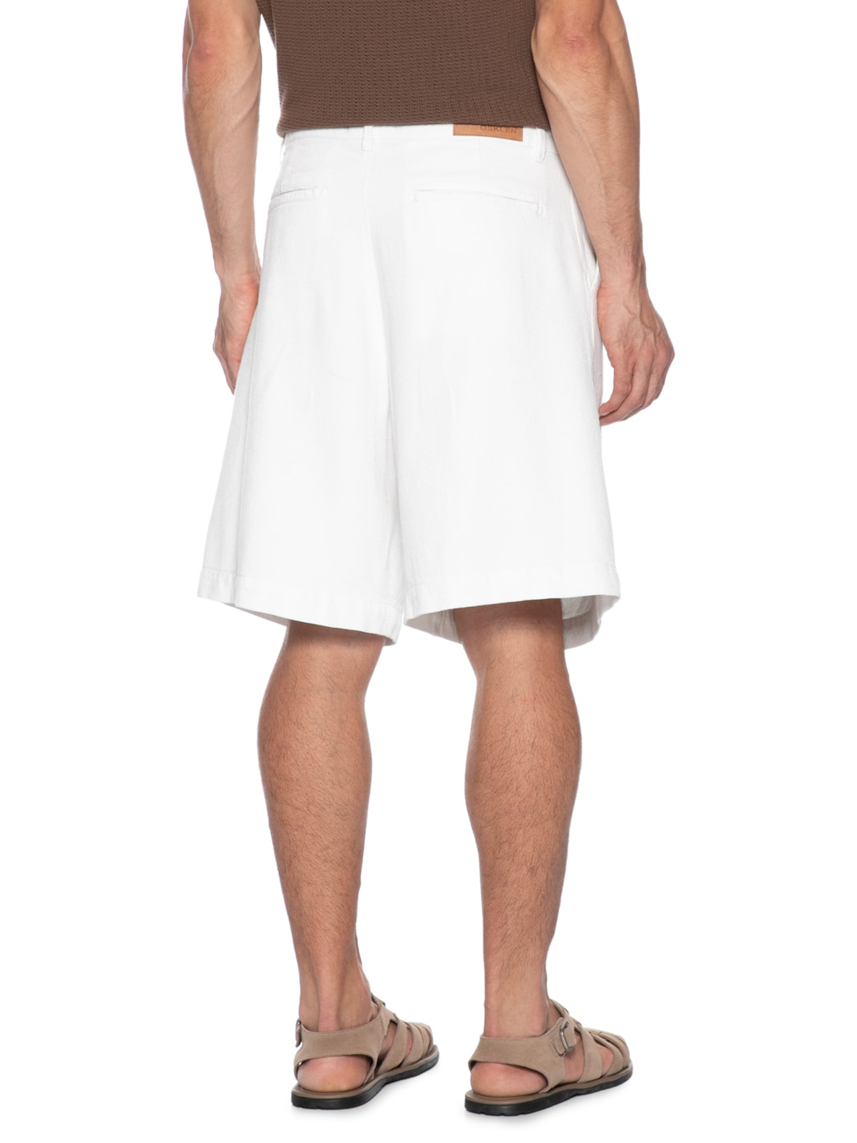 Bermuda Masculina Sarja Over Twill Cotton Texture Off White Osklen
