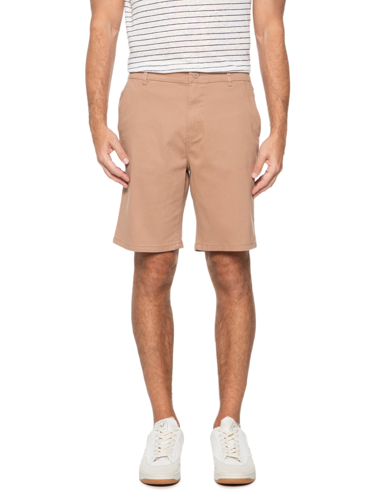 Bermuda Masculina Sarja Peletizada Marrom Hering