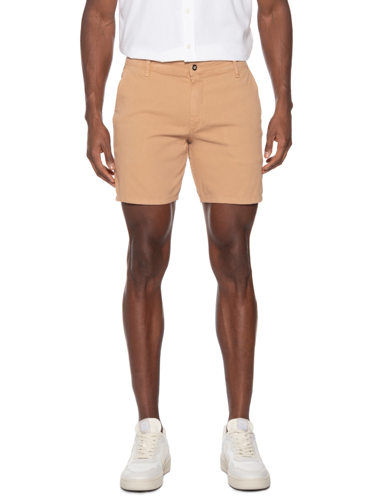 Bermuda Masculina Sarja Slim Bege Basiq Men