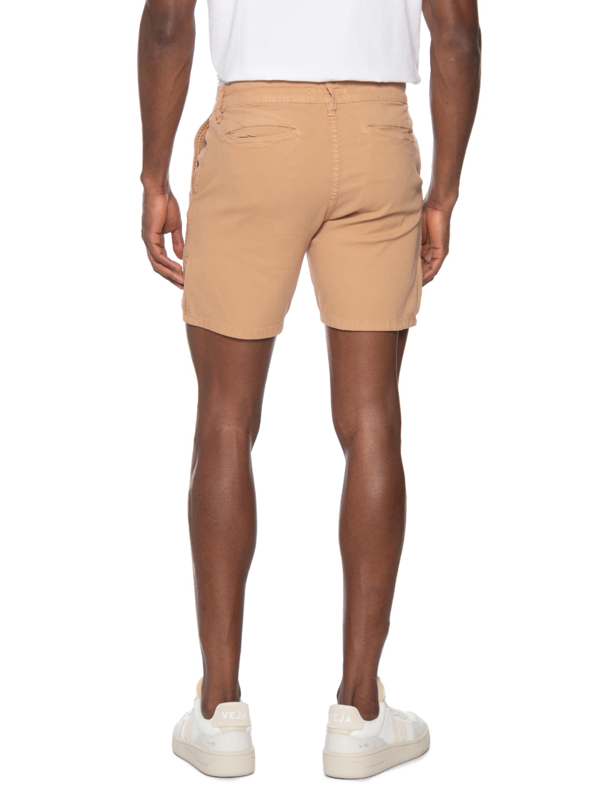 Bermuda Masculina Sarja Slim Bege Basiq Men