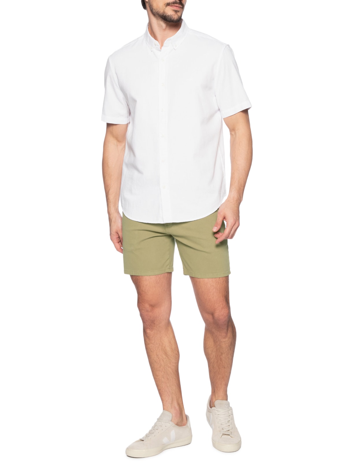 Bermuda Masculina Sarja Slim Verde Basiq Men