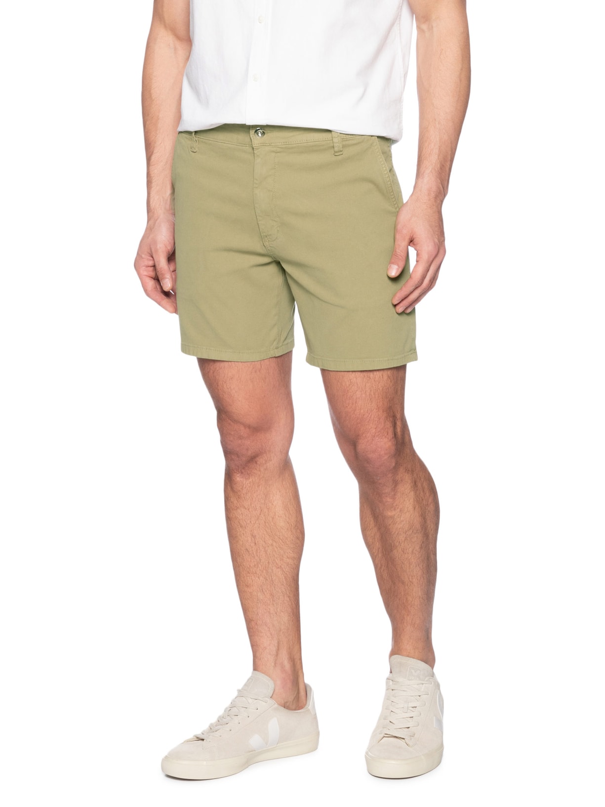 Bermuda Masculina Sarja Slim Verde Basiq Men
