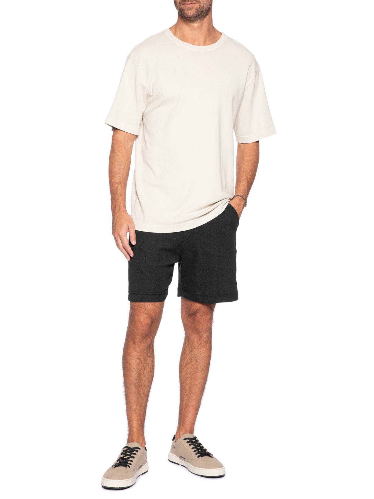 Bermuda Masculina Sarja Texture E-Basics Preto Osklen