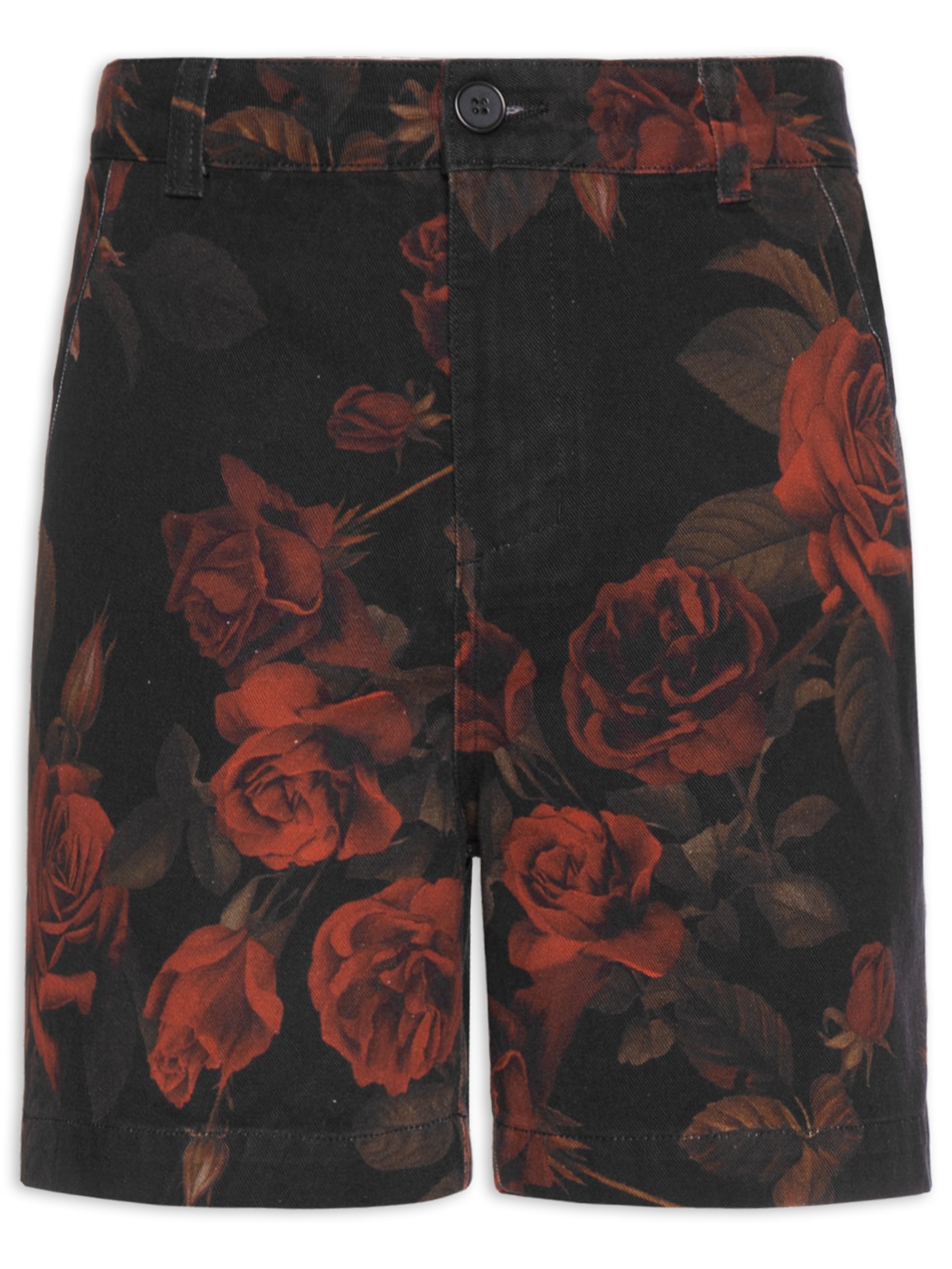 Bermuda Masculina Sarja Vintage Rose - Preto