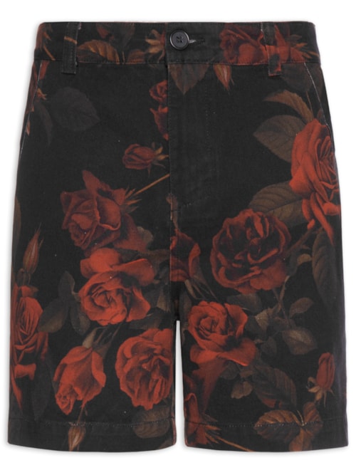 Bermuda Masculina Sarja Vintage Rose - Preto