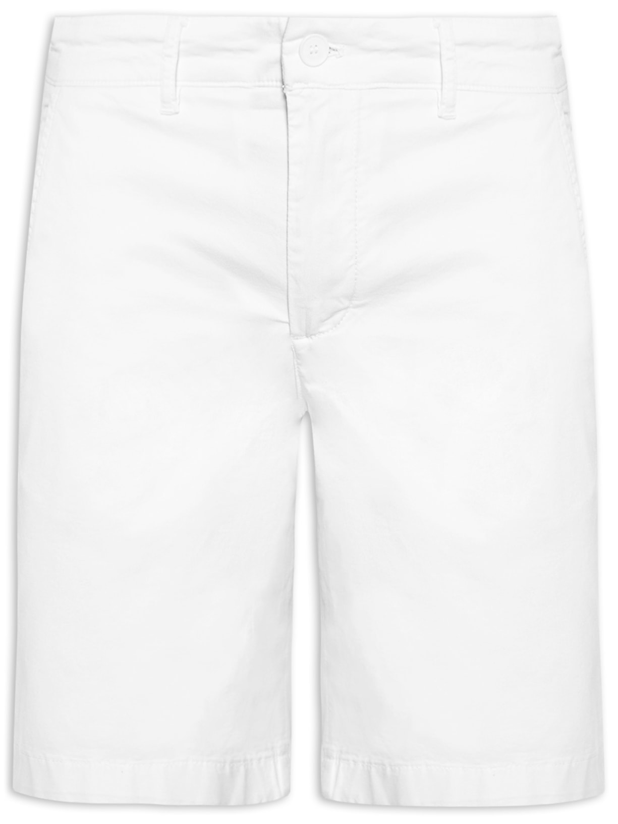 Bermuda Masculina Slim Fit Em Sarja De Algodão - Branco