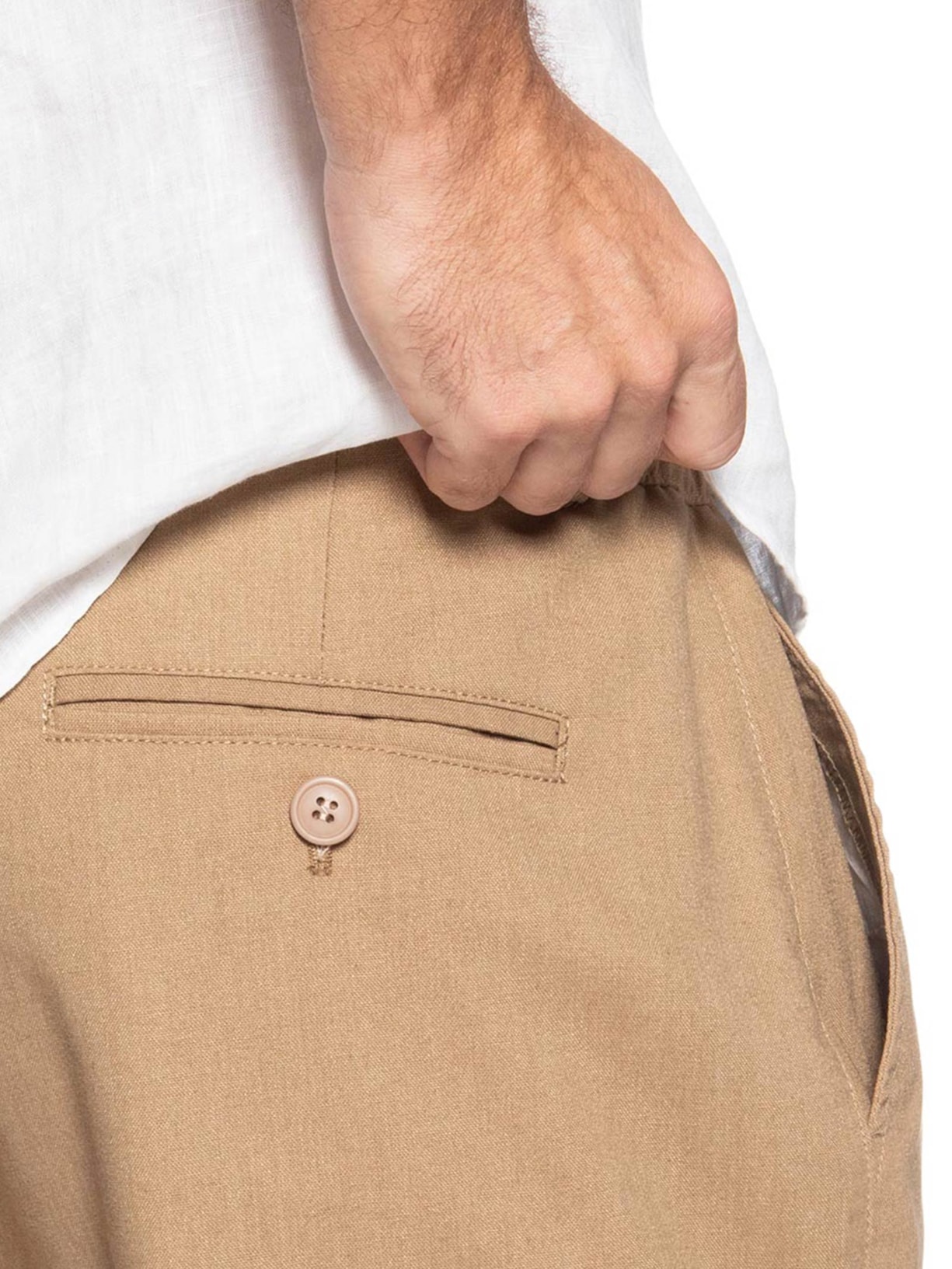 Bermuda Masculina Social Cós Elástico E Cordão Bege '2 Essential