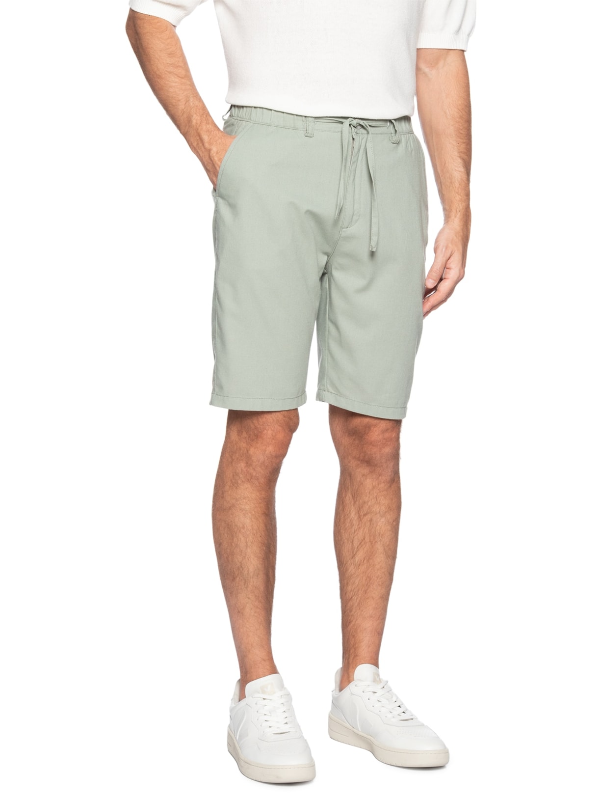 Bermuda Masculina Social Cós Elástico E Cordão Verde '2 Essential