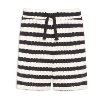 Bermuda Masculina Stripes Knit - Preto