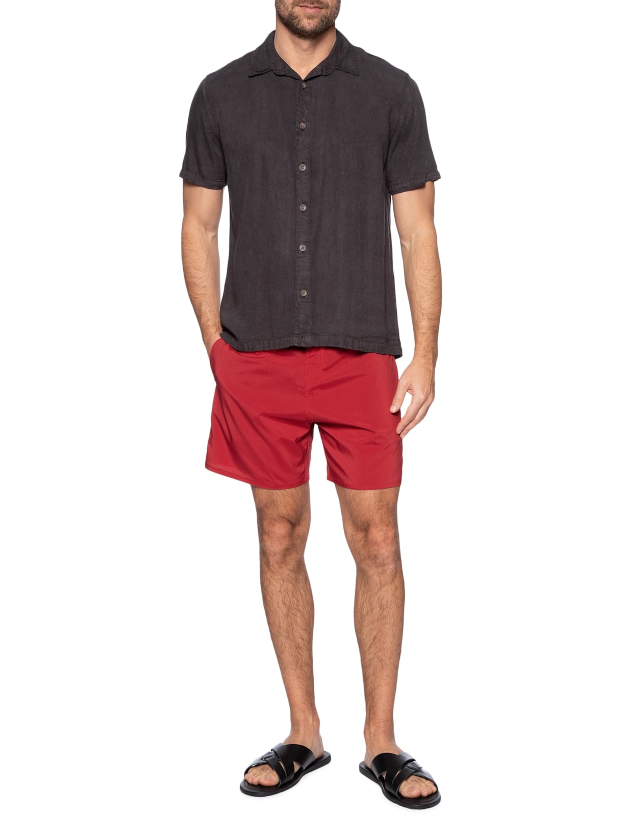 Bermuda Masculina Surf Aquaone Flex Stripes Vermelho Osklen