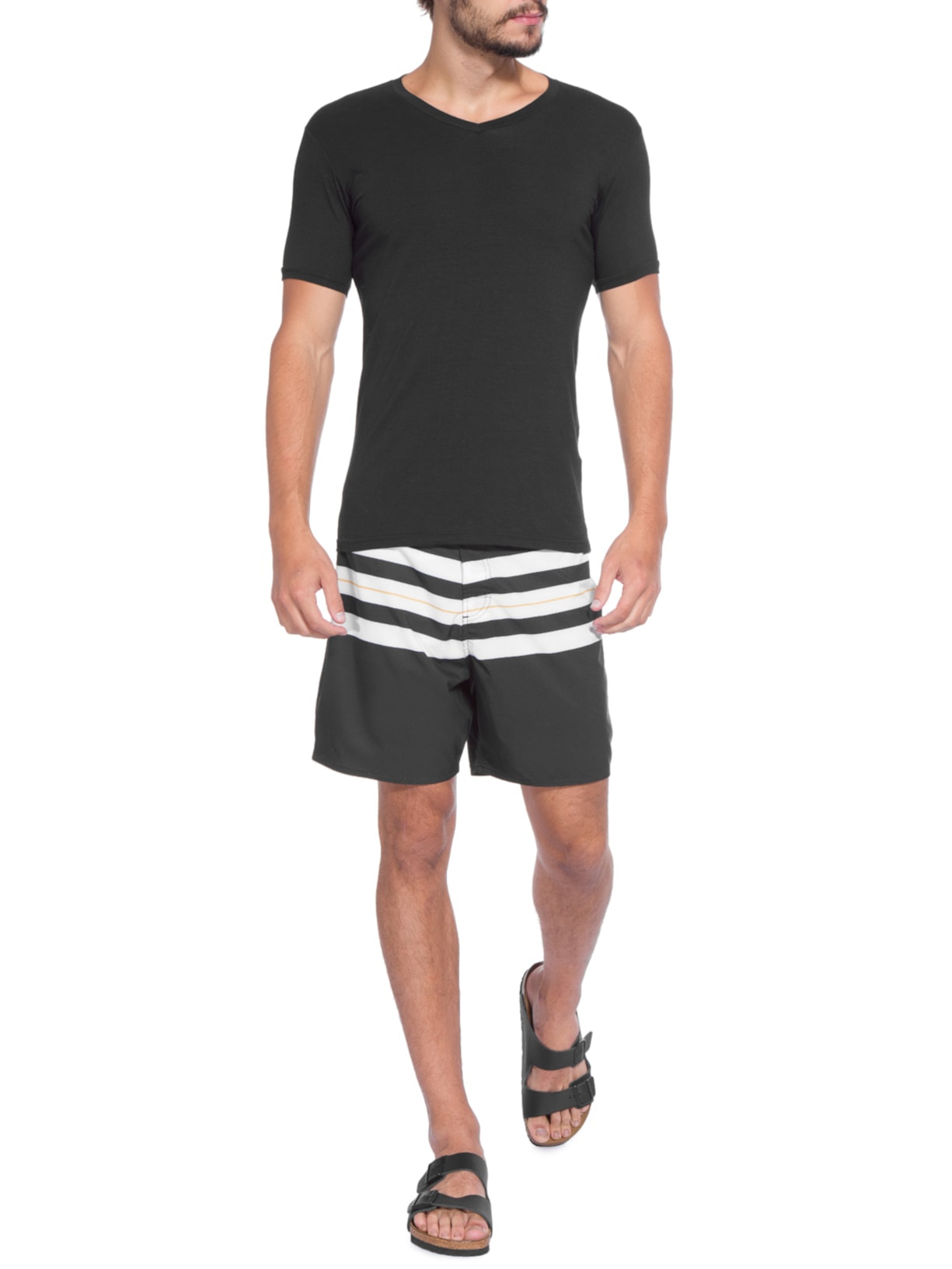Bermuda Masculina Surf Longboard Preto E Branco Osklen