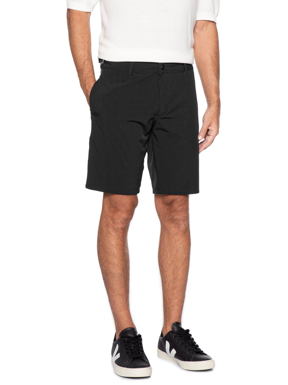 Bermuda Masculina Tech Fivela Lateral Preto Sergio K