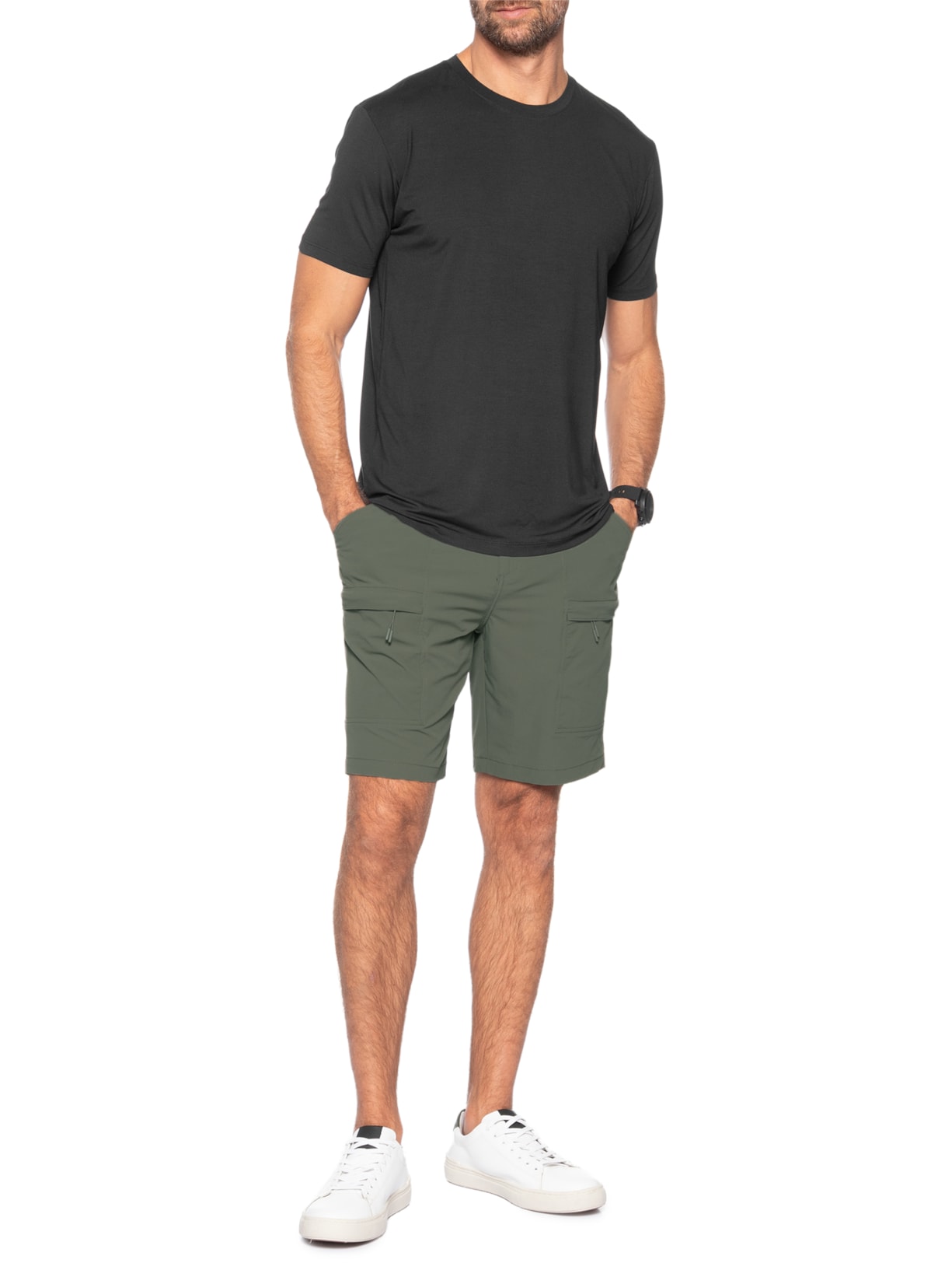 Bermuda Masculina Tech Grid Verde '2 Essential
