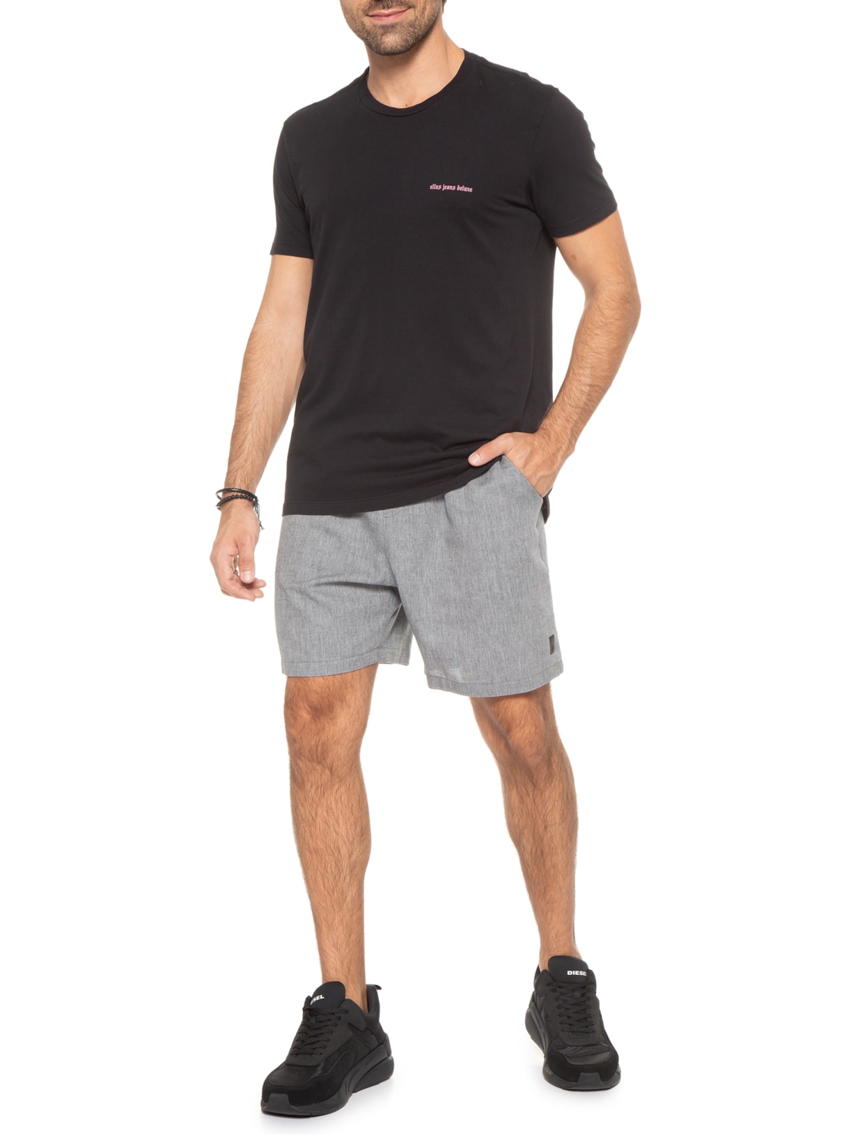 Bermuda Masculina Textuur - Cinza
