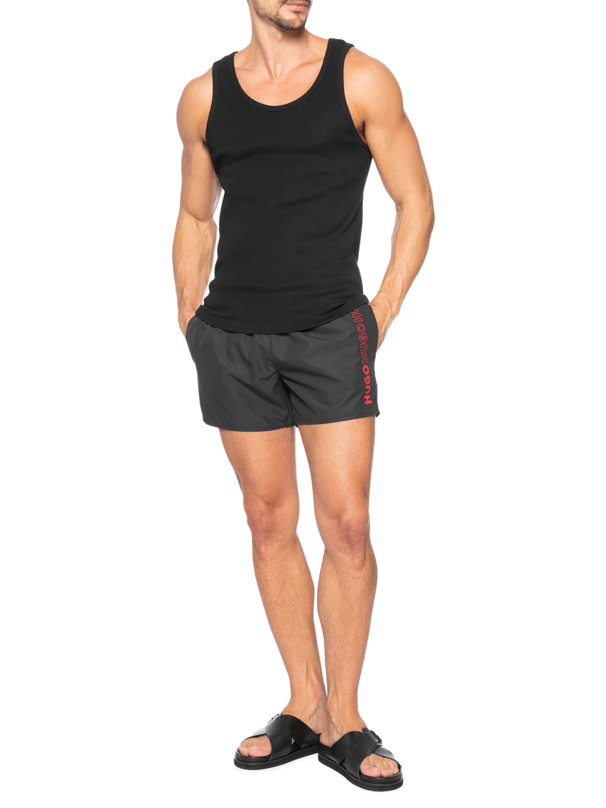 Bermuda Masculina Tiki Preto Hugo