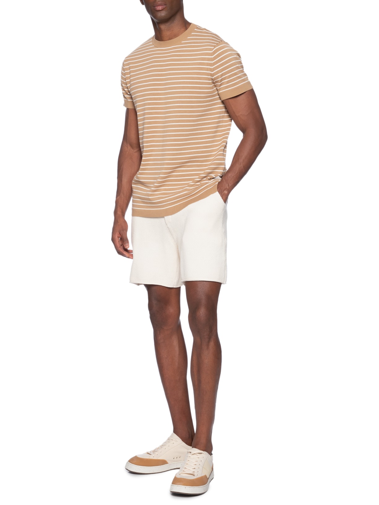 Bermuda Masculina Tricot Corda New Off White Foxton