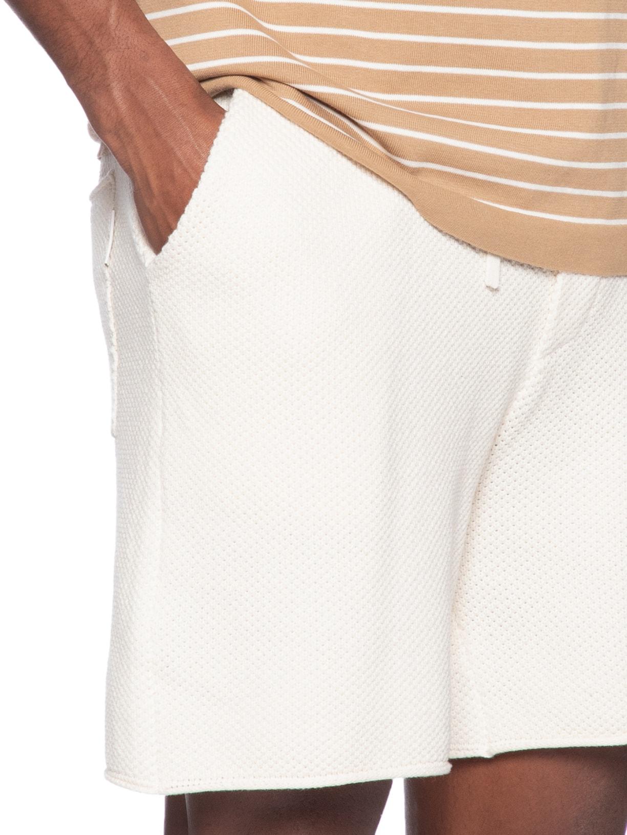 Bermuda Masculina Tricot Corda New Off White Foxton