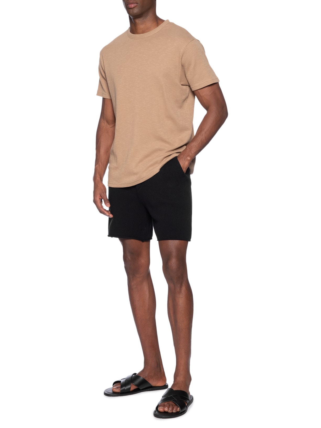 Bermuda Masculina Tricot Corda New Preto Foxton