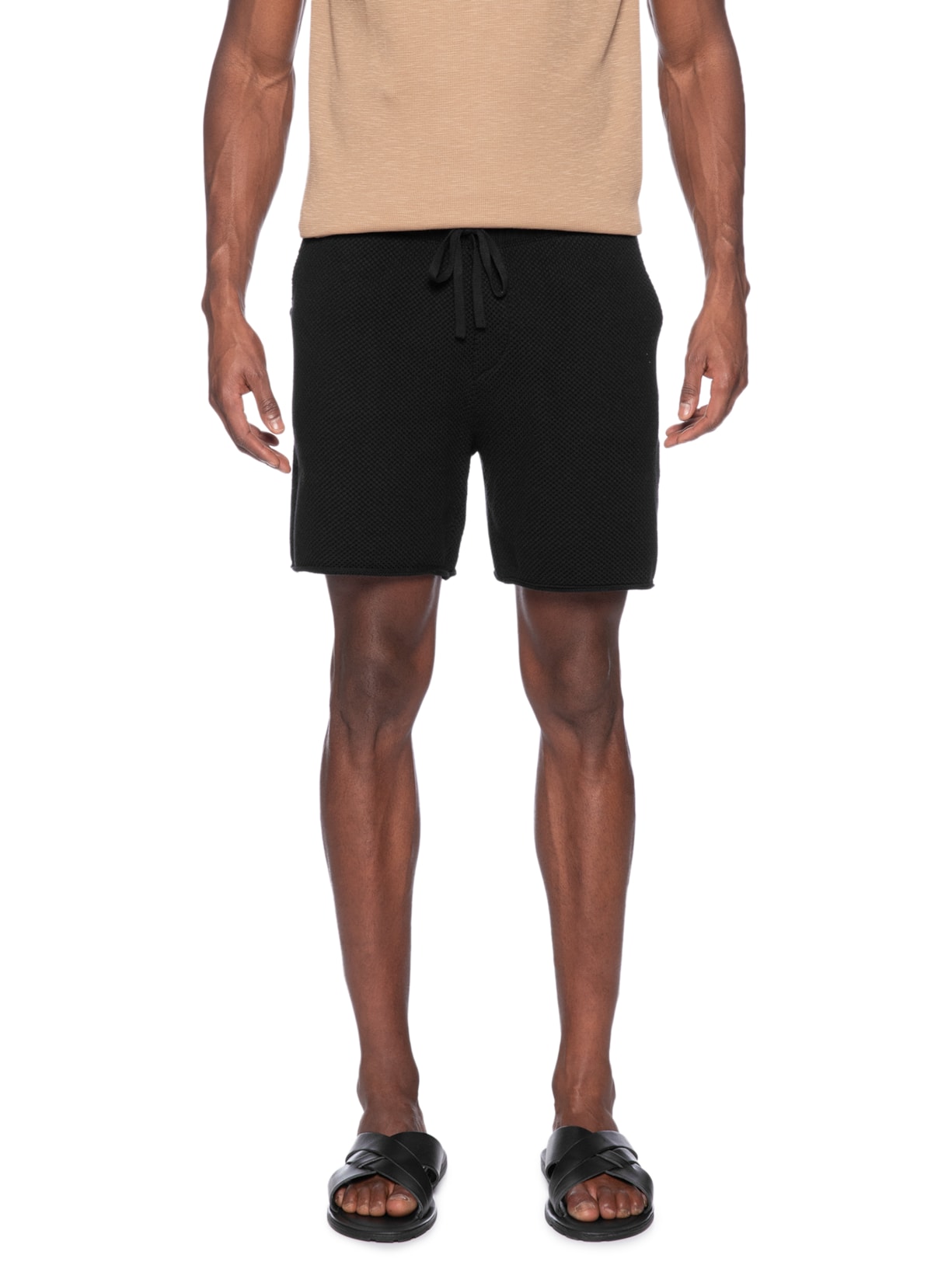 Bermuda Masculina Tricot Corda New Preto Foxton