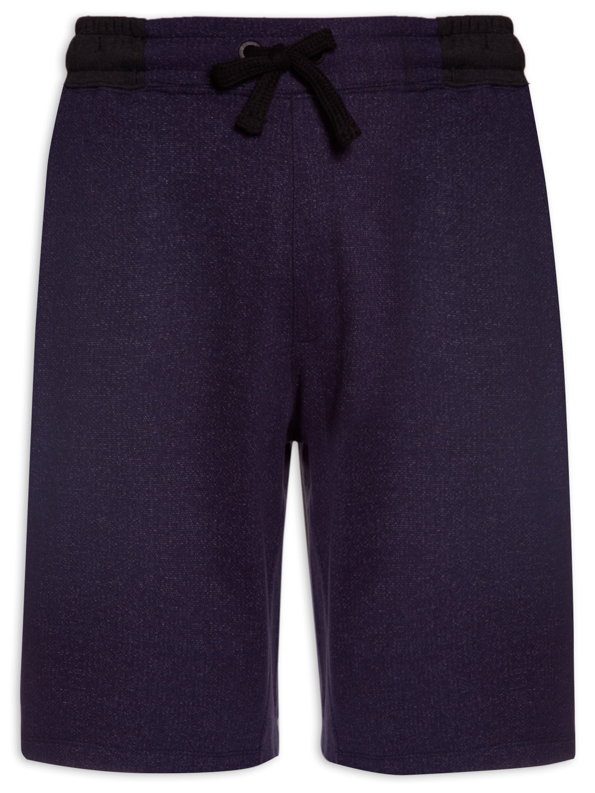 Bermuda Moletom Com Rib Contraste Denim - Azul