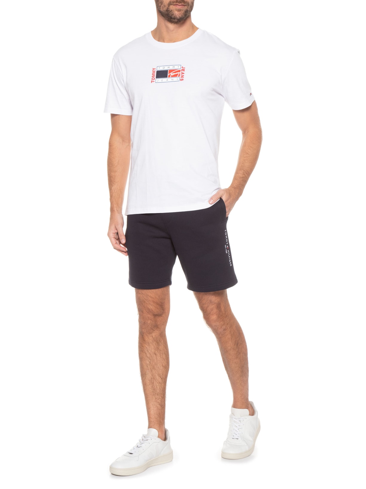 Bermuda Moletom Logosweatshorts Azul Tommy Hilfiger