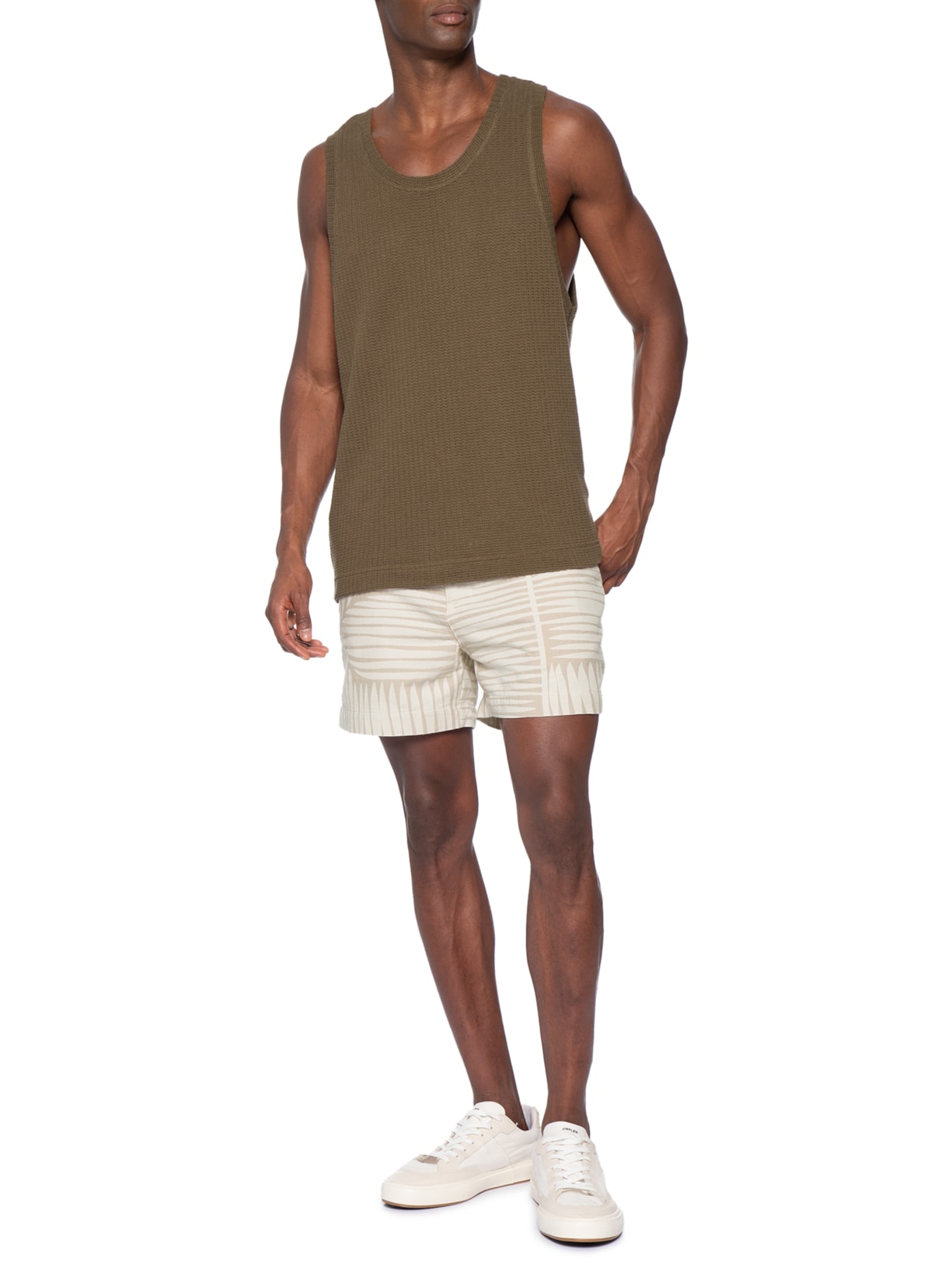 Bermuda Sarja Masculina Jacquard Geometric Bege Osklen
