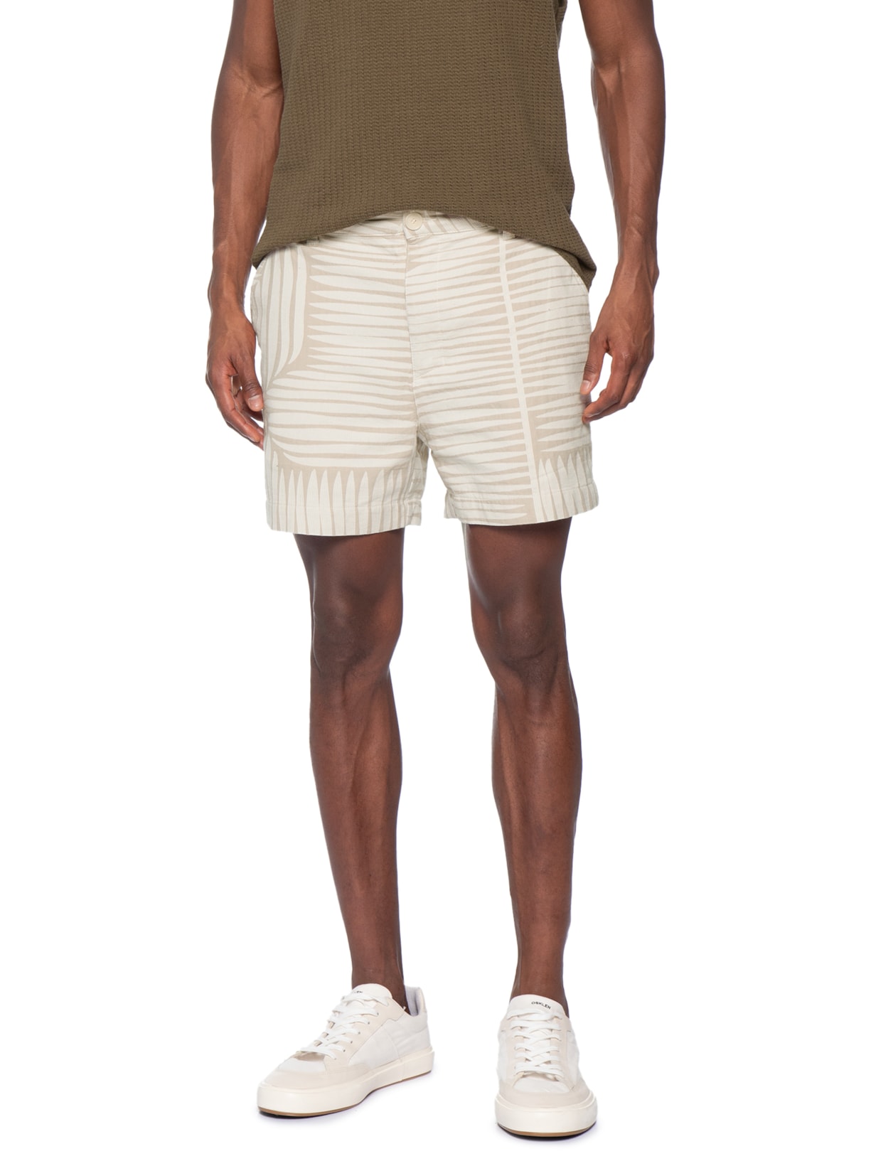 Bermuda Sarja Masculina Jacquard Geometric Bege Osklen
