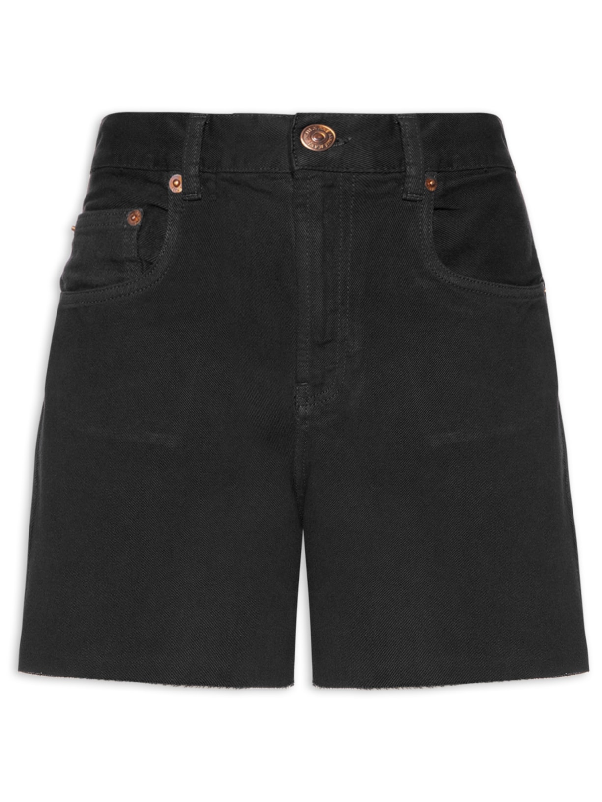 Bermuda Sarja Trapézio Stoned - Preto