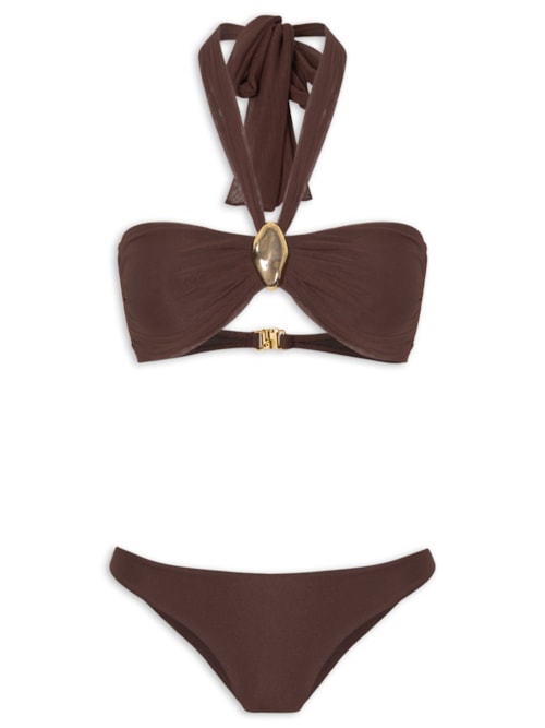 Bikini Aura Tule - Marrom