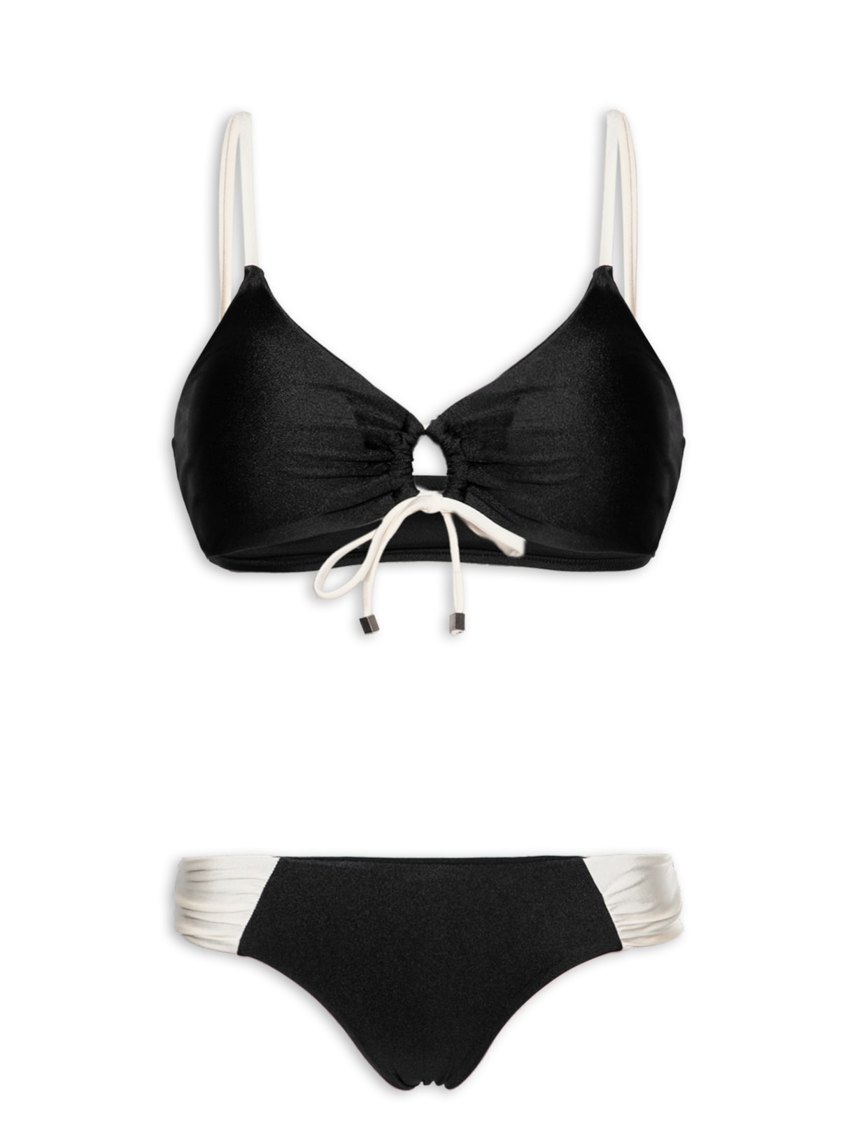 Biquíni Amarração Busto Bicolor - Preto