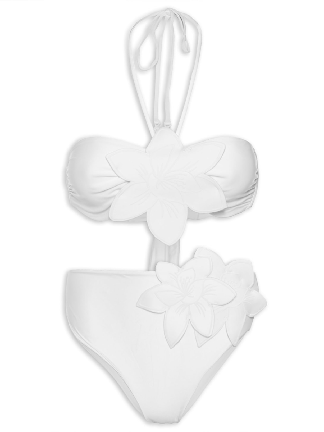 Biquíni Artesanal Flor Azulejo - Branco