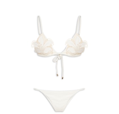 Biquini Artesanal Flor Richelieu - Branco