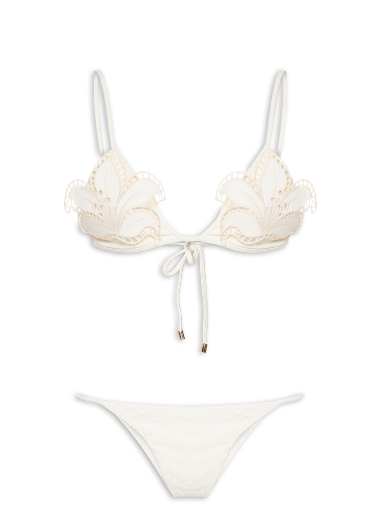 Biquini Artesanal Flor Richelieu - Branco