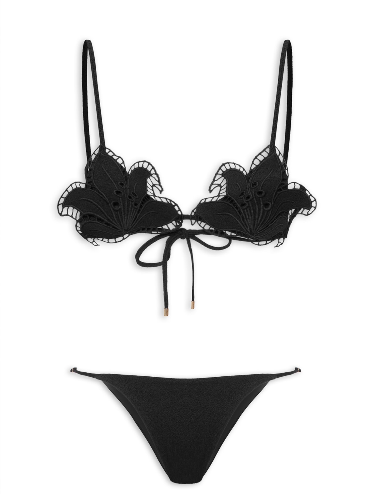 Biquíni Artesanal Flor Richilieu - Preto