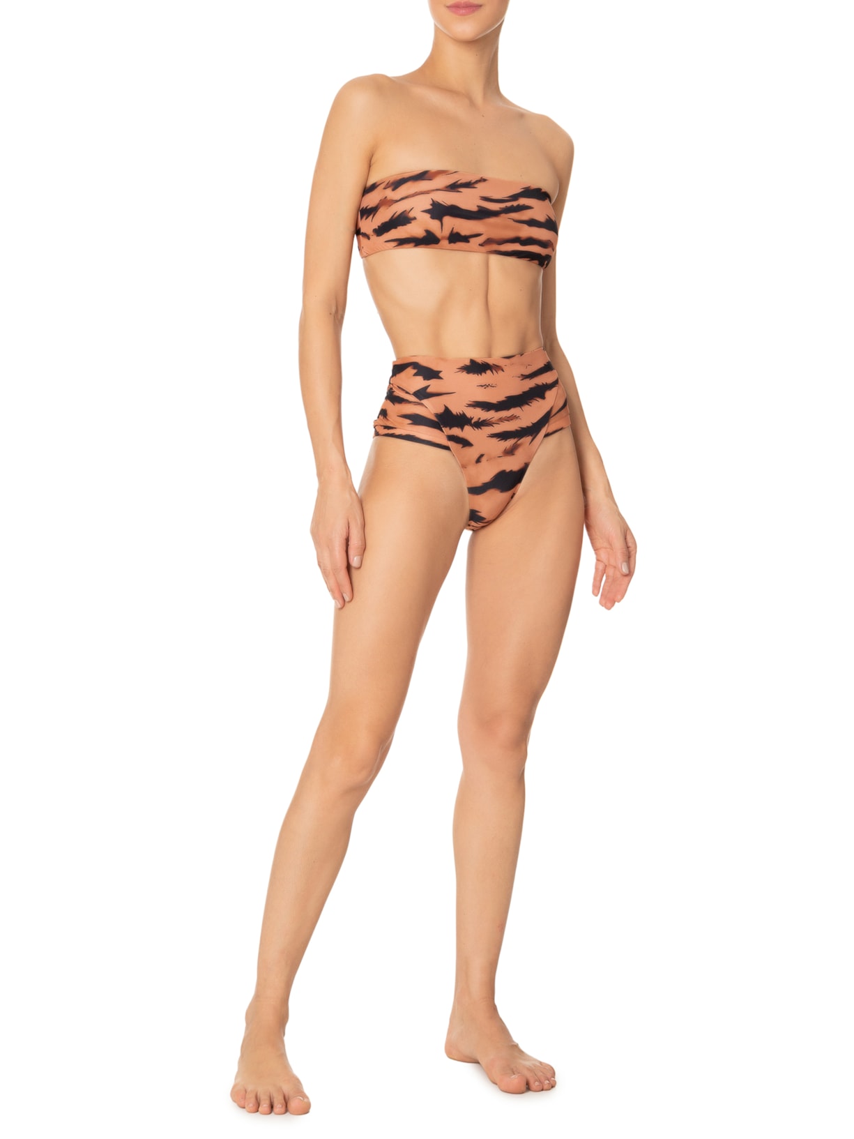Biquíni Bandeau High-Leg Bege Adriana Degreas + Sabine Getty