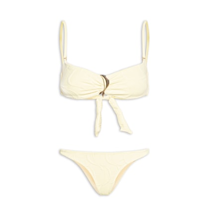 Biquíni Bandeau Textura Peixe - Amarelo