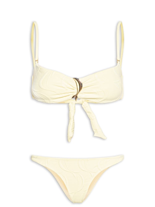 Biquíni Bandeau Textura Peixe - Amarelo