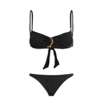 Biquíni Bandeau Textura Peixe - Preto