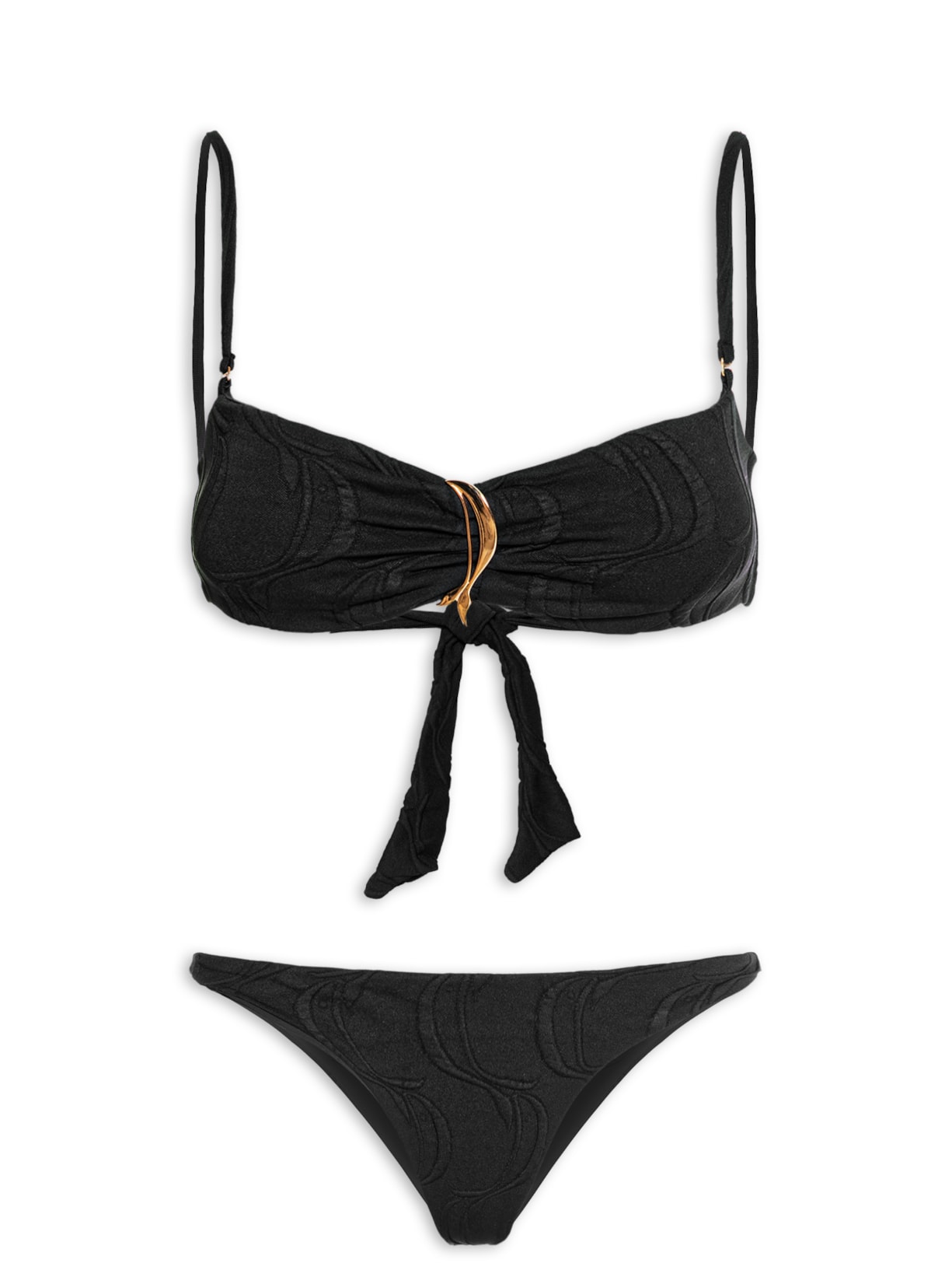 Biquíni Bandeau Textura Peixe - Preto