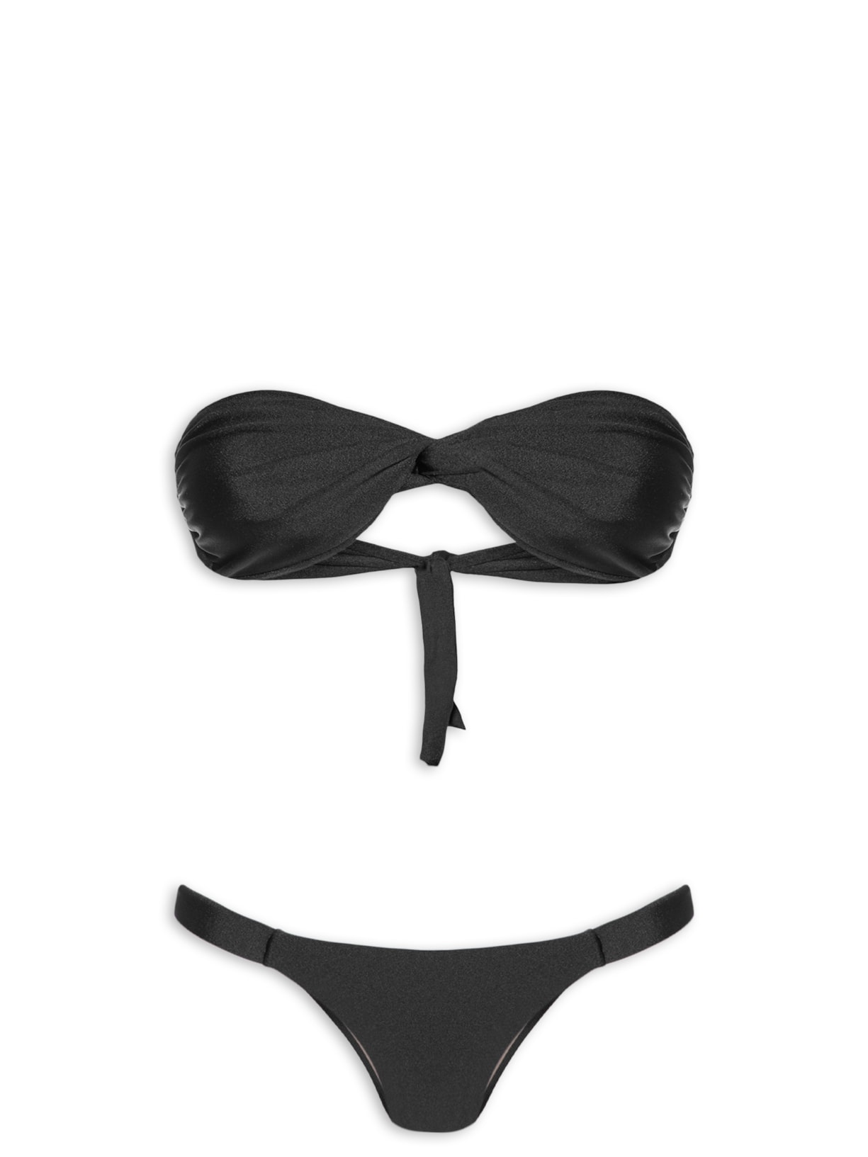 Biquíni Bandeau Torcido E Calcinha Fixa Preto '2Essential