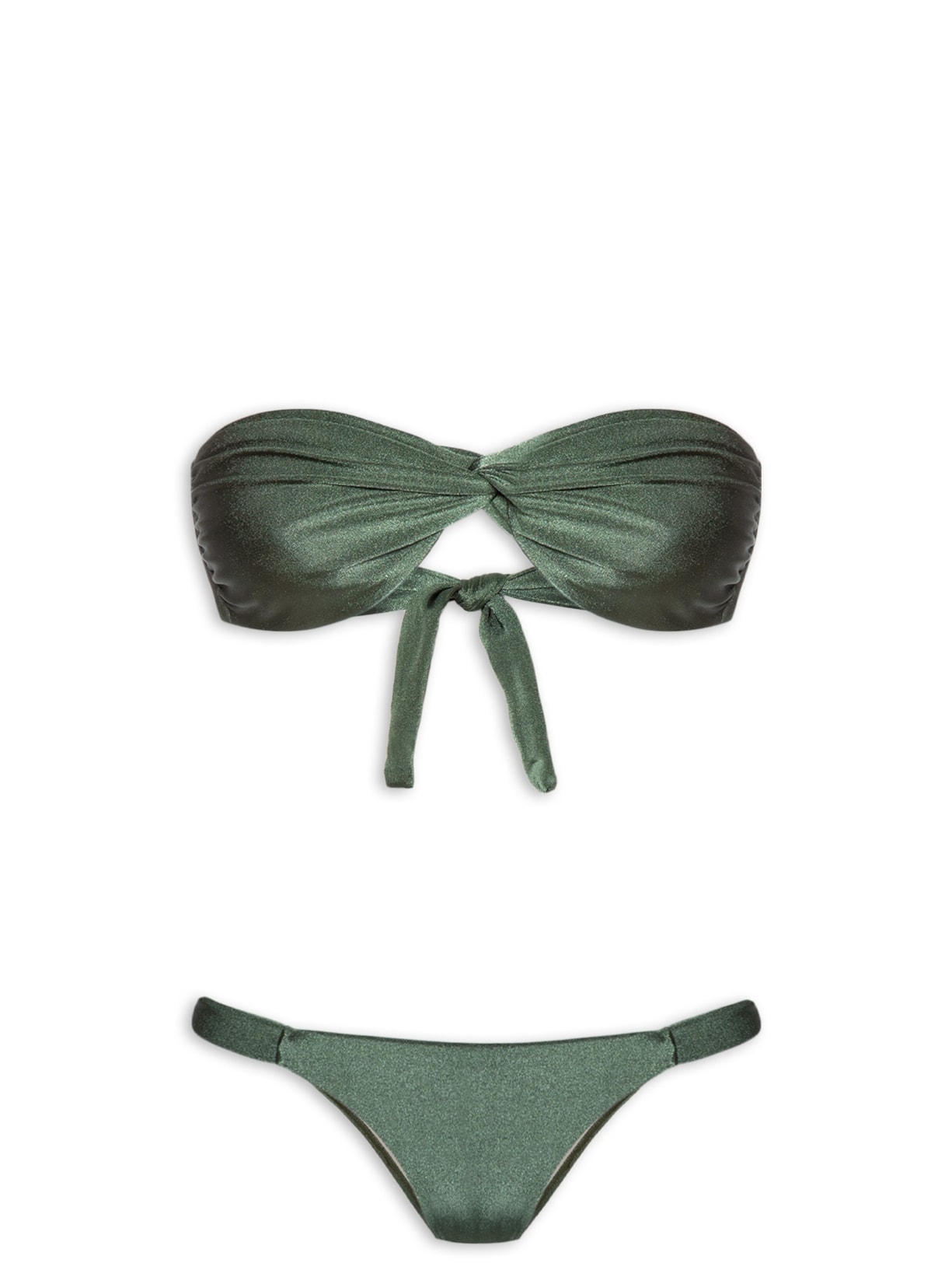 Biquíni Bandeau Torcido E Calcinha Fixa Verde '2Essential