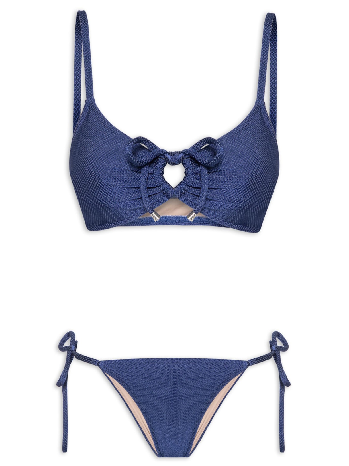 Biquíni Com Amarração Centro E Lateral - Azul