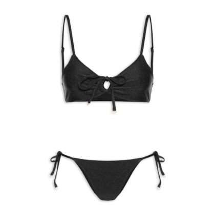 Biquíni Com Amarração Centro E Lateral - Preto