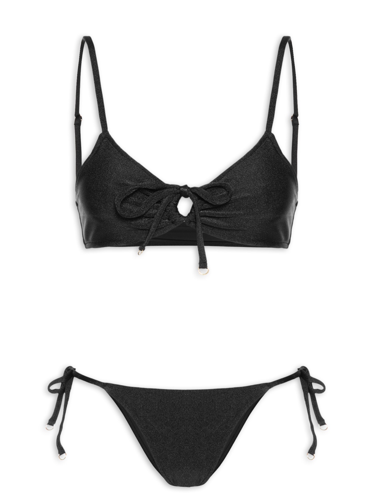 Biquíni Com Amarração Centro E Lateral - Preto
